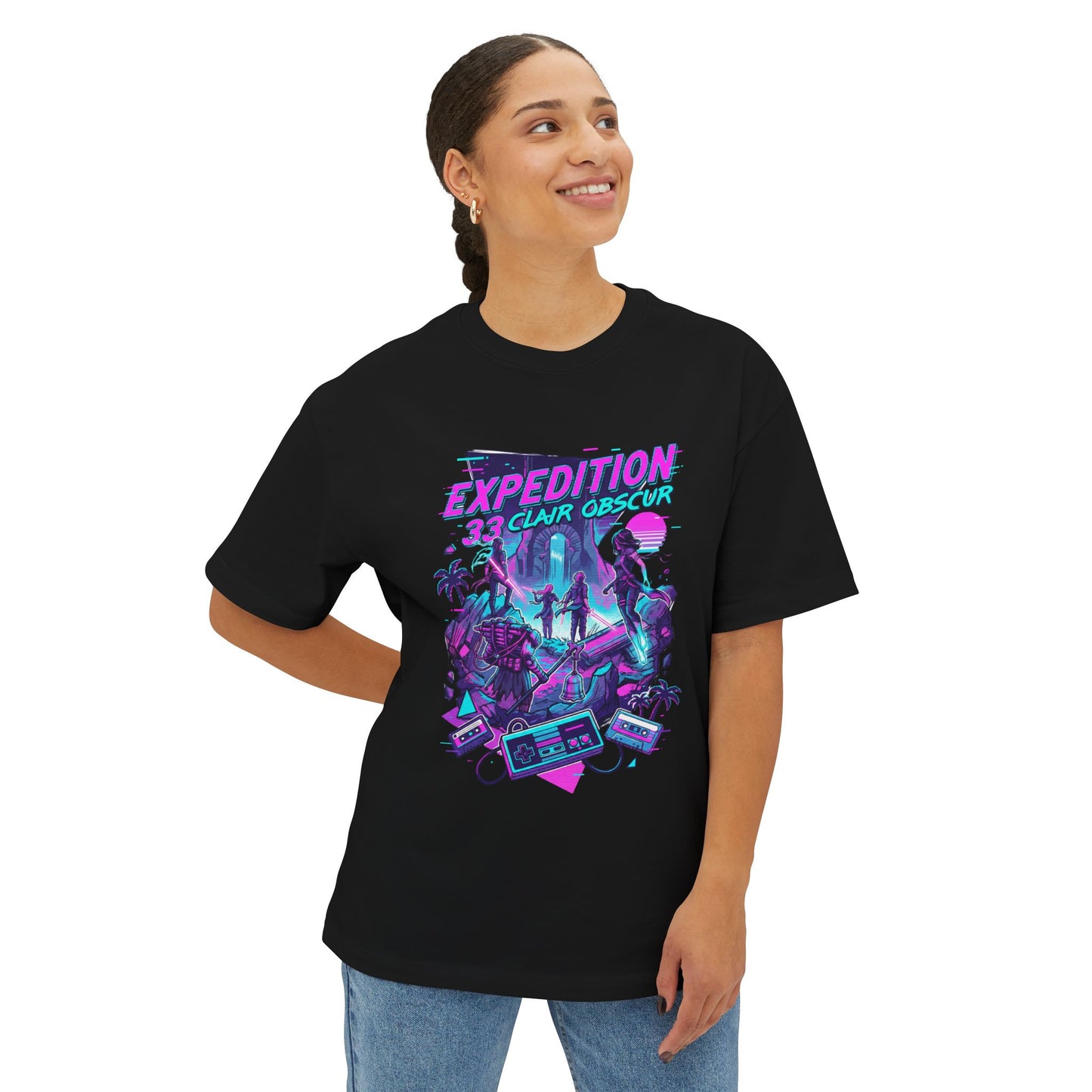 Clair Obscur Paintress Boss Retro Pixel Expedition Facing Design Premium Oversized Unisex T-Shirt