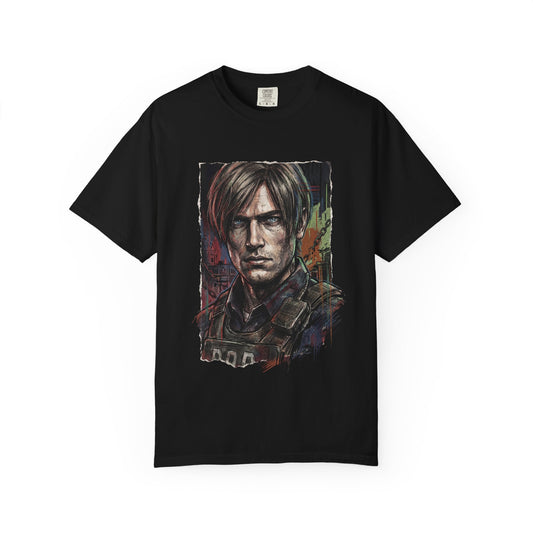 RE Requiem Leon S Kennedy Alligator Pistol MSBG Shotgun Portrait Premium T-Shirt