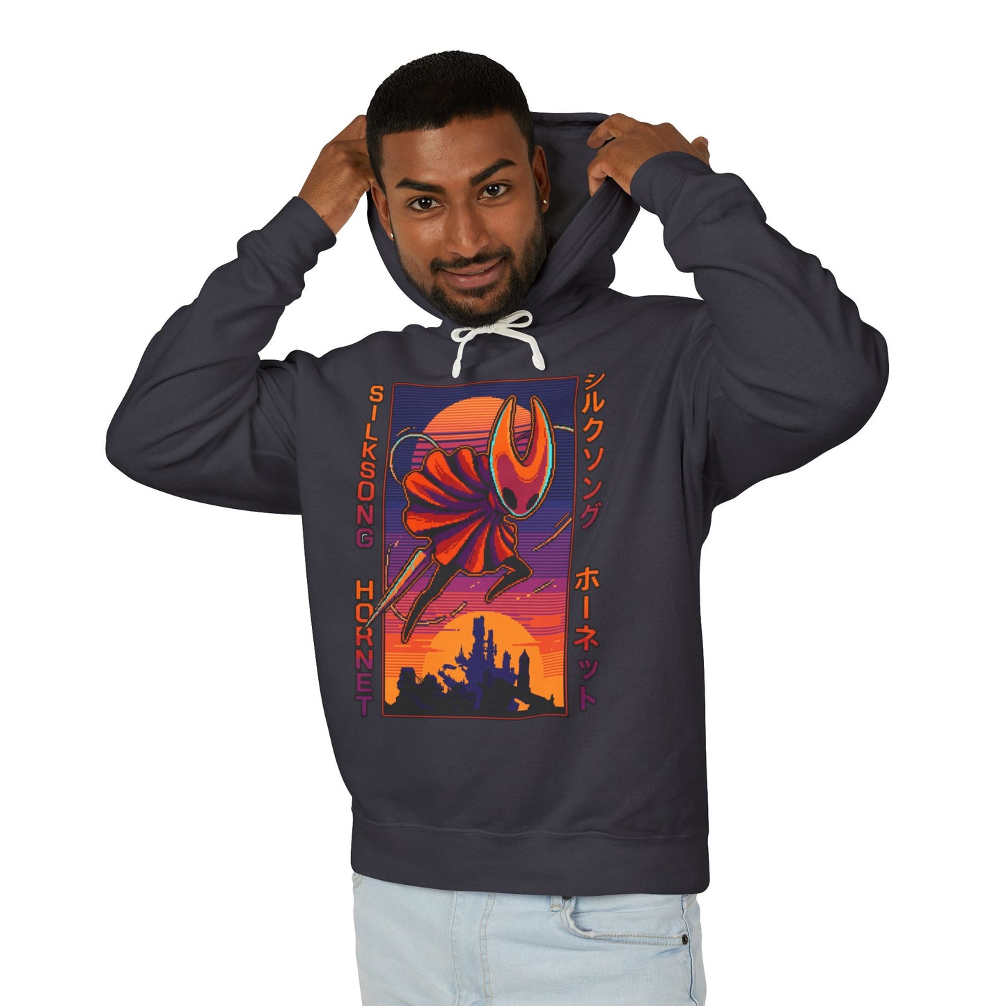 Hornet Silksong Vaporwave – Neon Needle Princess Unisex Premium Hoodie
