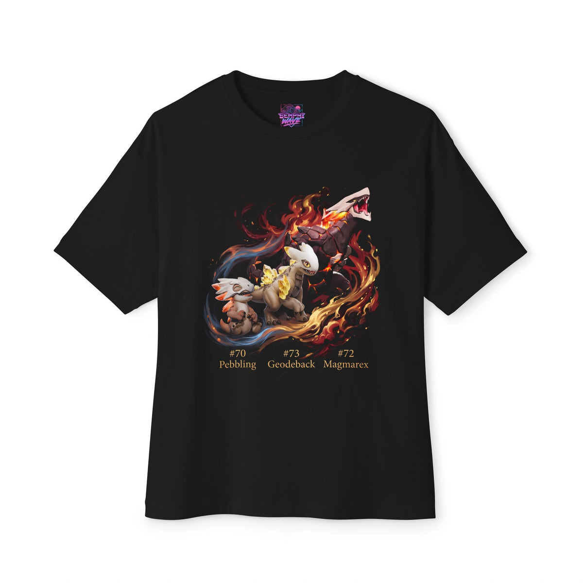 Pebbling Geodeback Magmarex Aniimo Evolution Line Crimson Oil Painting - Oversized Premium Tee