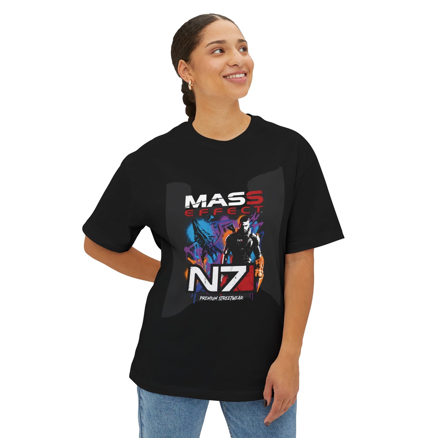 Commander Shepard Making Galaxy-Shaping Paragon and Renegade Choices Premium Oversized Unisex T-Shirt