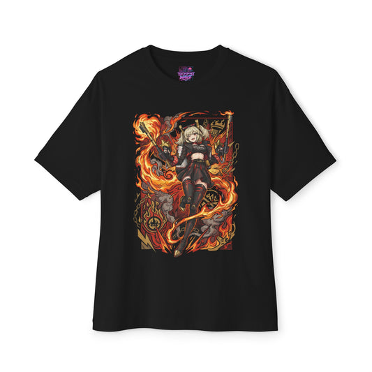 Burnice White 80s Vaporwave Neon Flames Art Premium Oversized Unisex T-Shirt