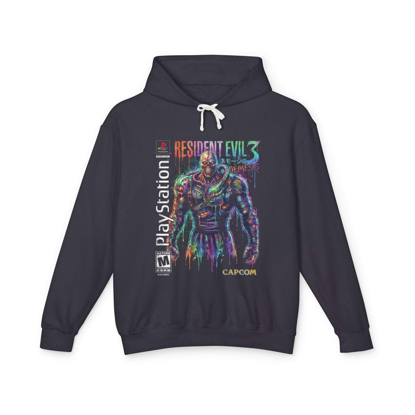 Resident Evil 2 PS1 Leon and Claire Retro Cover Fan Design Unisex Premium Hoodie