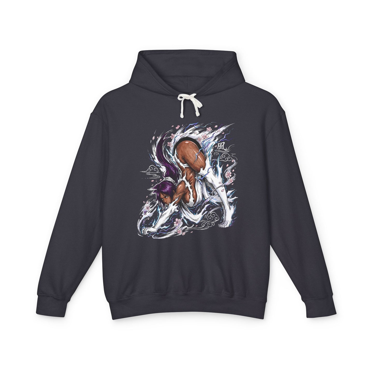 Purple Haired Lightning Flash Goddess Cat Form Stealth Warrior Fan Art Portrait Unisex Premium Hoodie