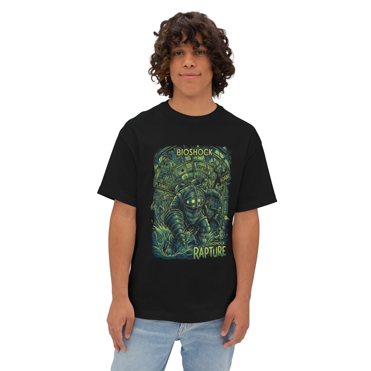 Synthwave Retro Bioshock 2 Rapture Art Deco Dystopia Premium Oversized Unisex T-Shirt