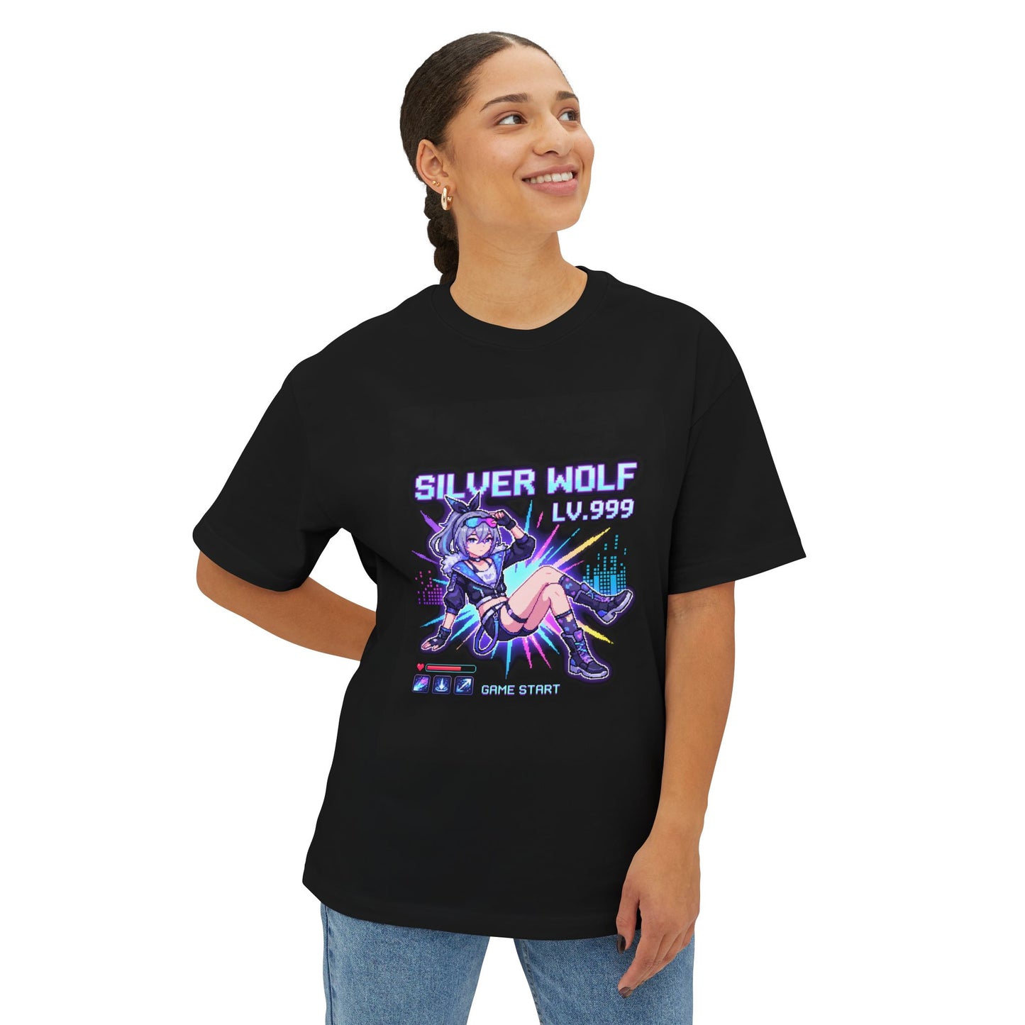 Silver Wolf Lv.999: Mischievous Quantum God Premium Oversized Unisex T-Shirt