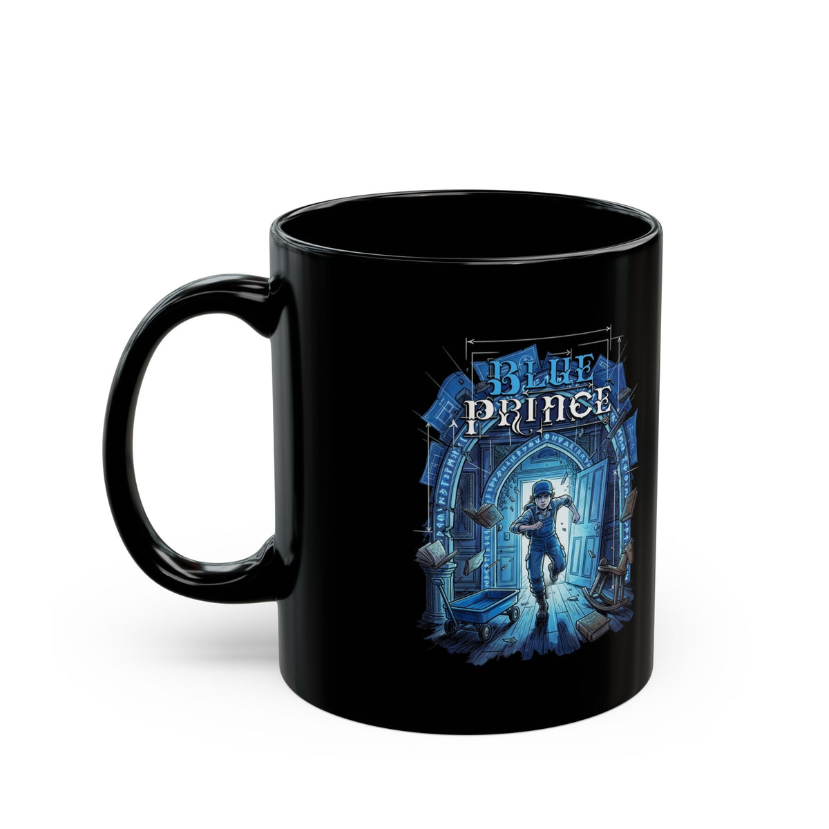 Blue Prince Mt Holly Manor Puzzle Game Fan Art Black Mug