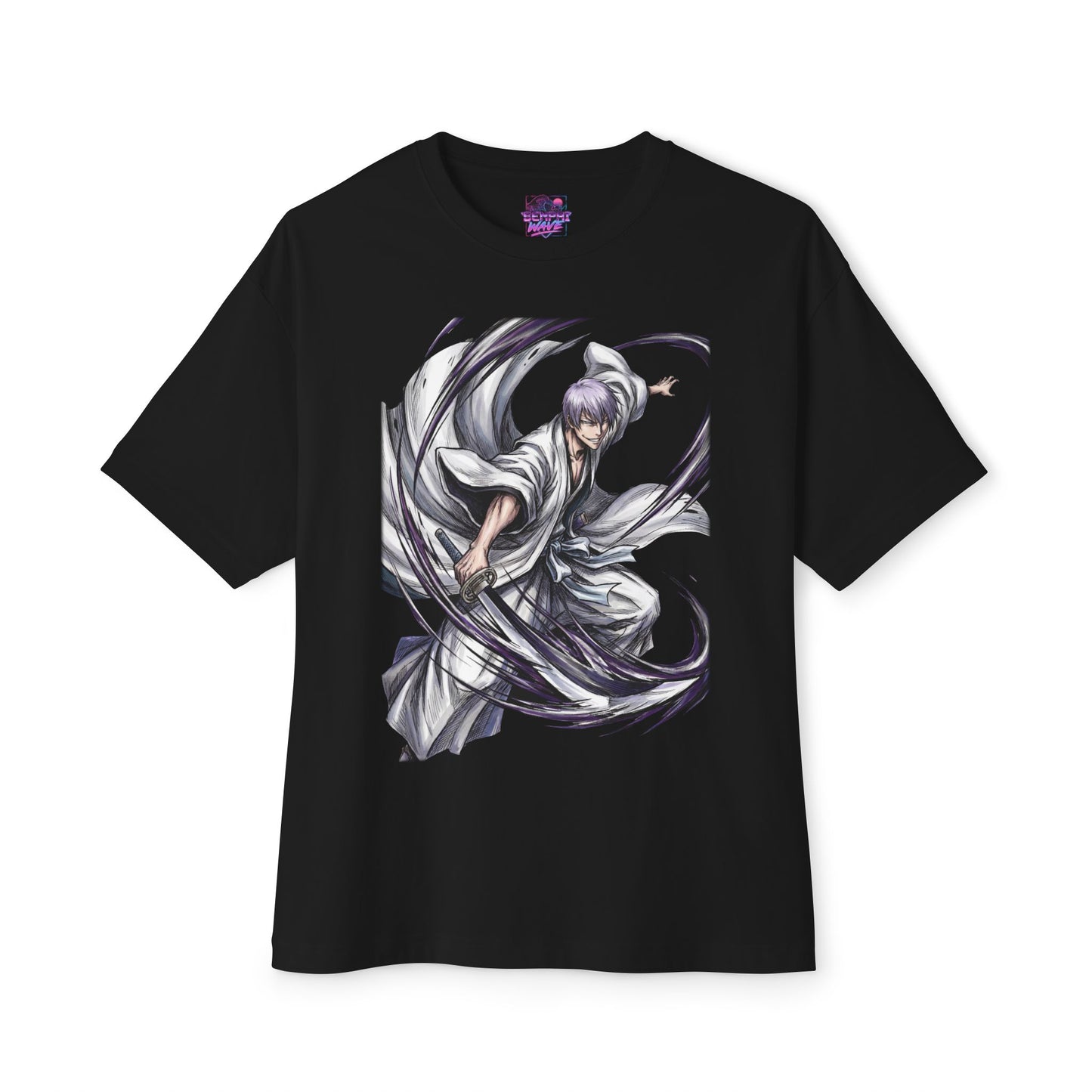 Gin Ichimaru Bleach Fox Grin Silver Hair Portrait Premium Oversized Unisex T-Shirt
