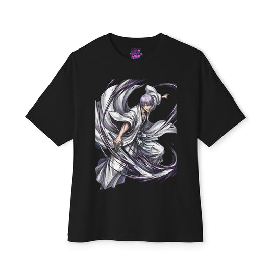 Gin Ichimaru Bleach Fox Grin Silver Hair Portrait Premium Oversized Unisex T-Shirt