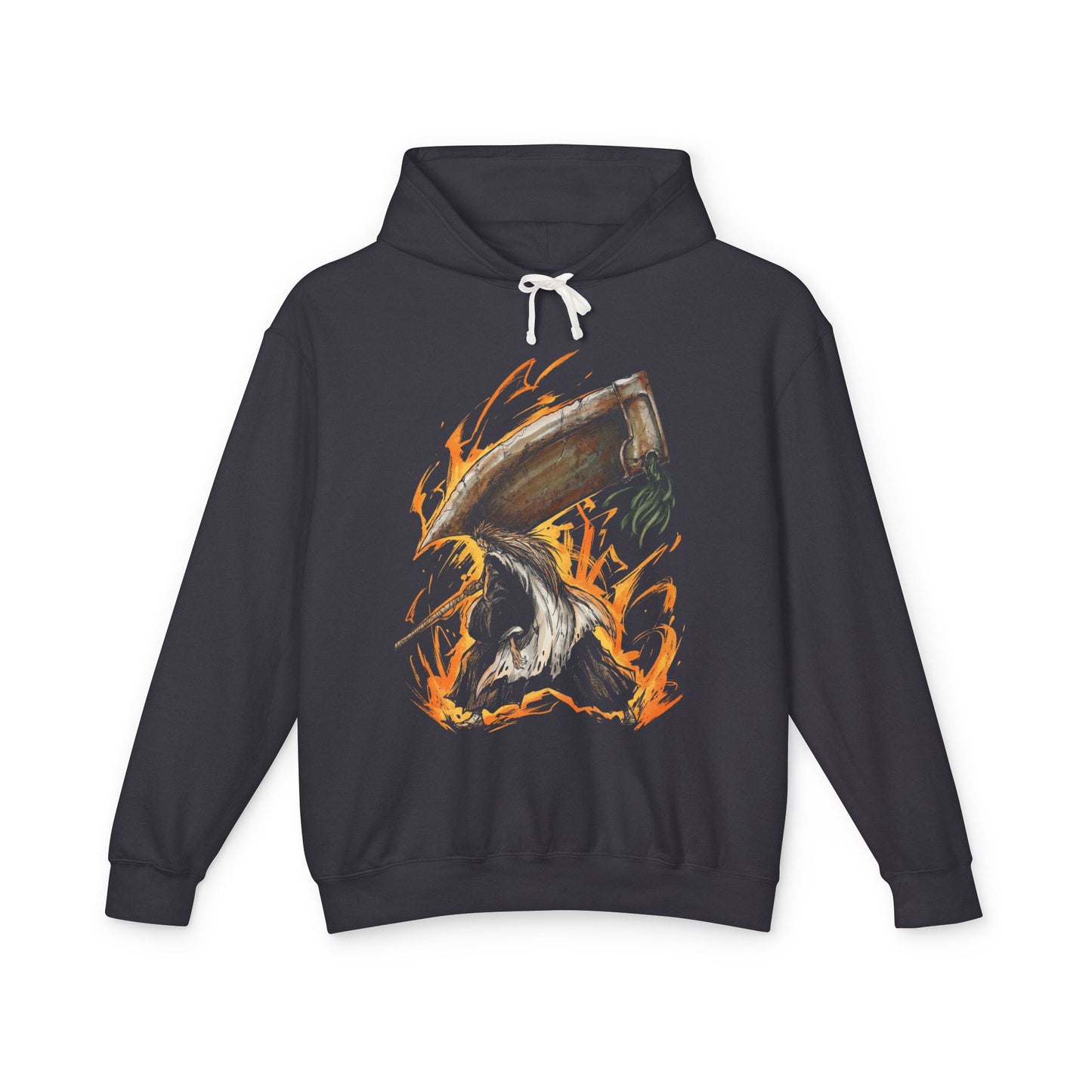 Bleach Kenpachi Zaraki Spiky Black Hair Portrait Unisex Premium Hoodie