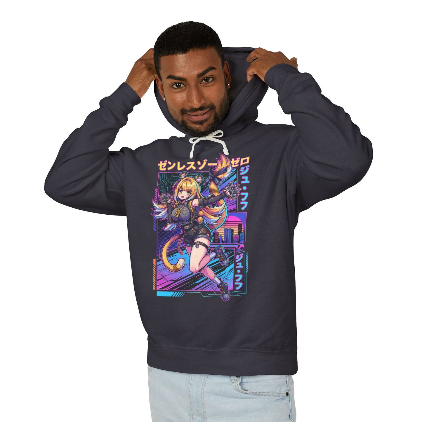 Synthwave Retro Ju Fufu Zenless Zone Zero Art Unisex Premium Hoodie
