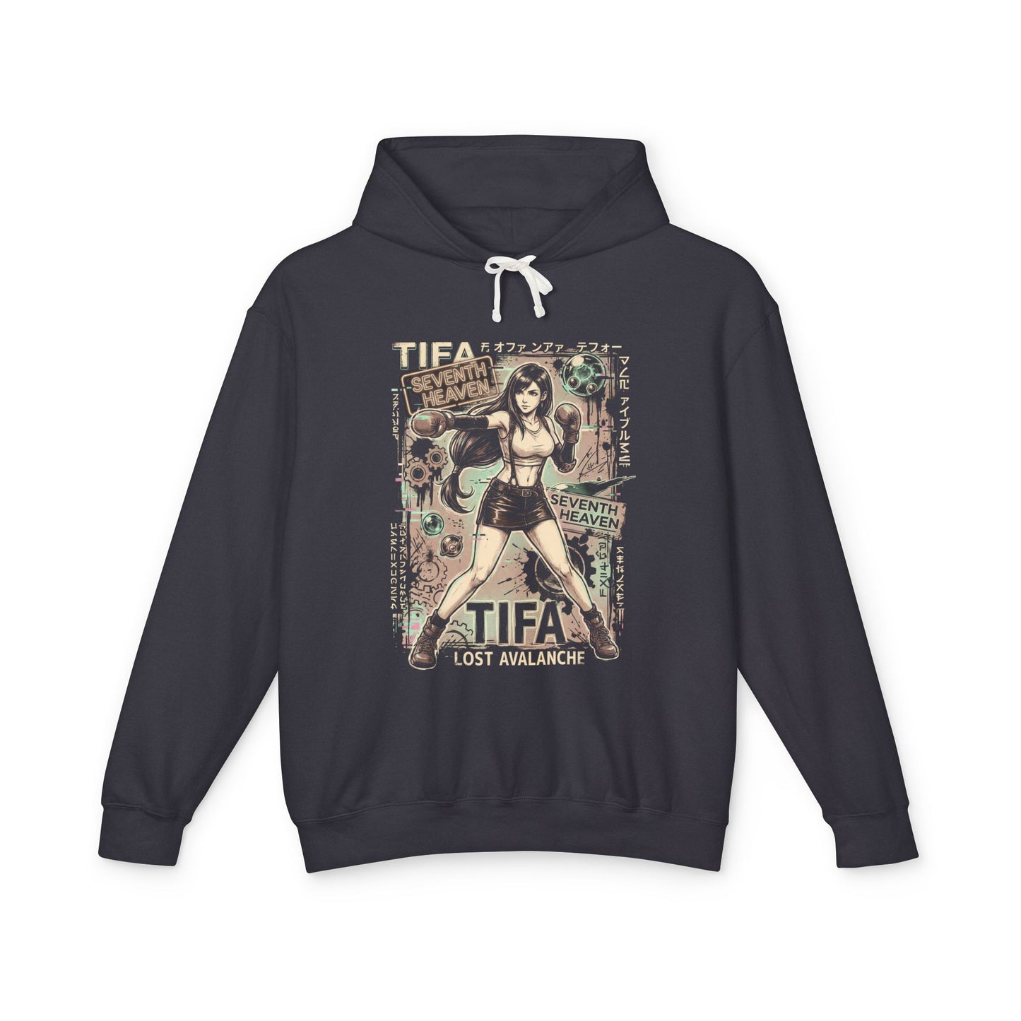 Tifa Lockhart FF7 Remake Black Crop Top Midriff Portrait Unisex Premium Hoodie