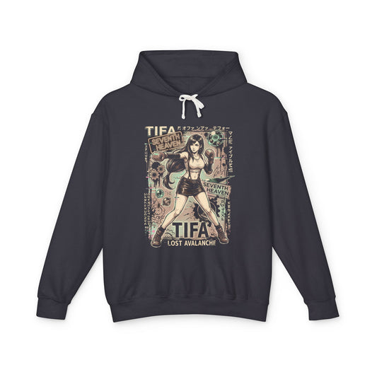 Tifa Lockhart FF7 Remake Black Crop Top Midriff Portrait Unisex Premium Hoodie