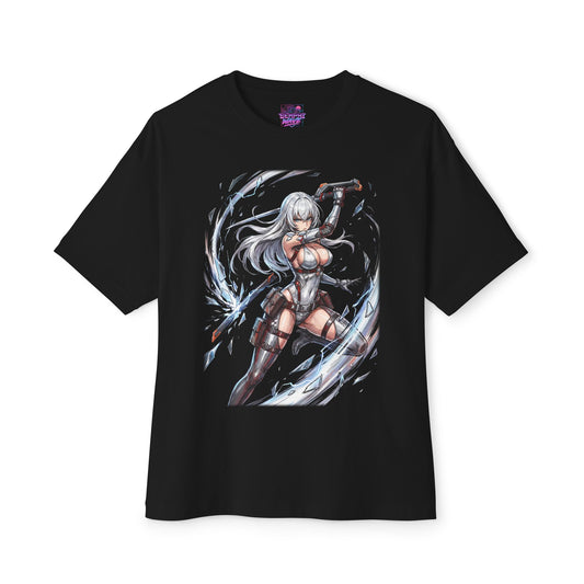 Chaos Zero Nightmare Amir White Hair Ice Shard Slash Fan Art Oversized T-Shirt