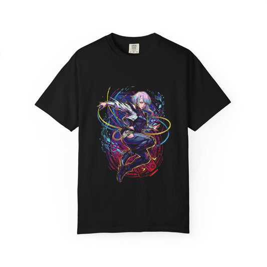 Lucy Cyberpunk White Hair Blue Ring Eyes Monowire Art Premium T-Shirt