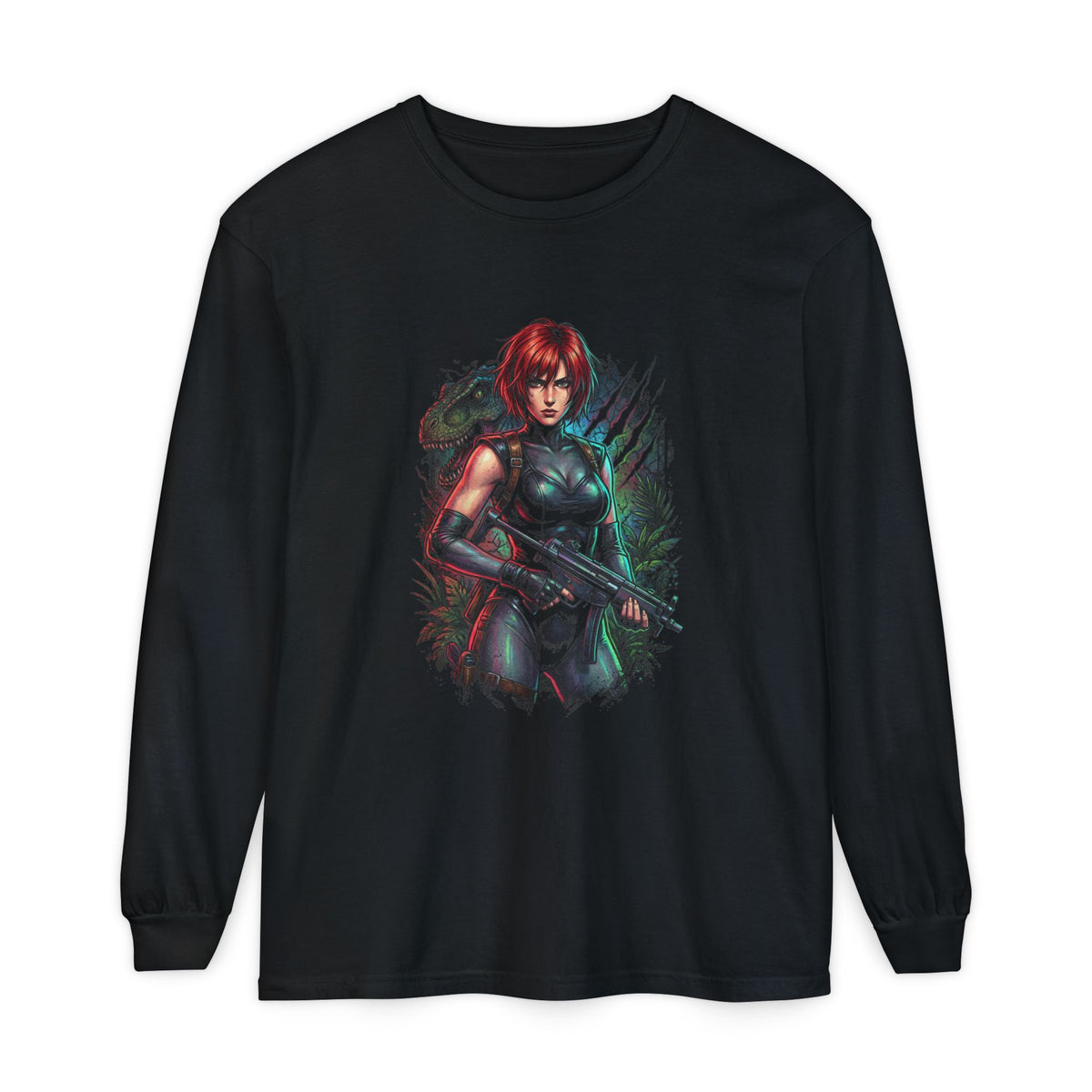 Dino Crisis Regina Red Hair Tactical Gear Portrait Long Sleeve Tee