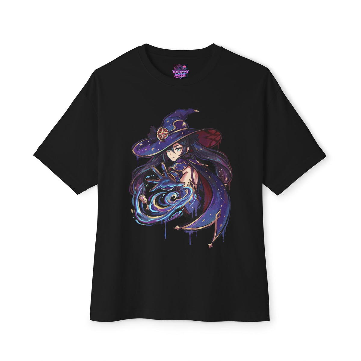 Genshin Impact Mona Astrologist Starry Hydro Swirl Fan Art Oversized T-Shirt