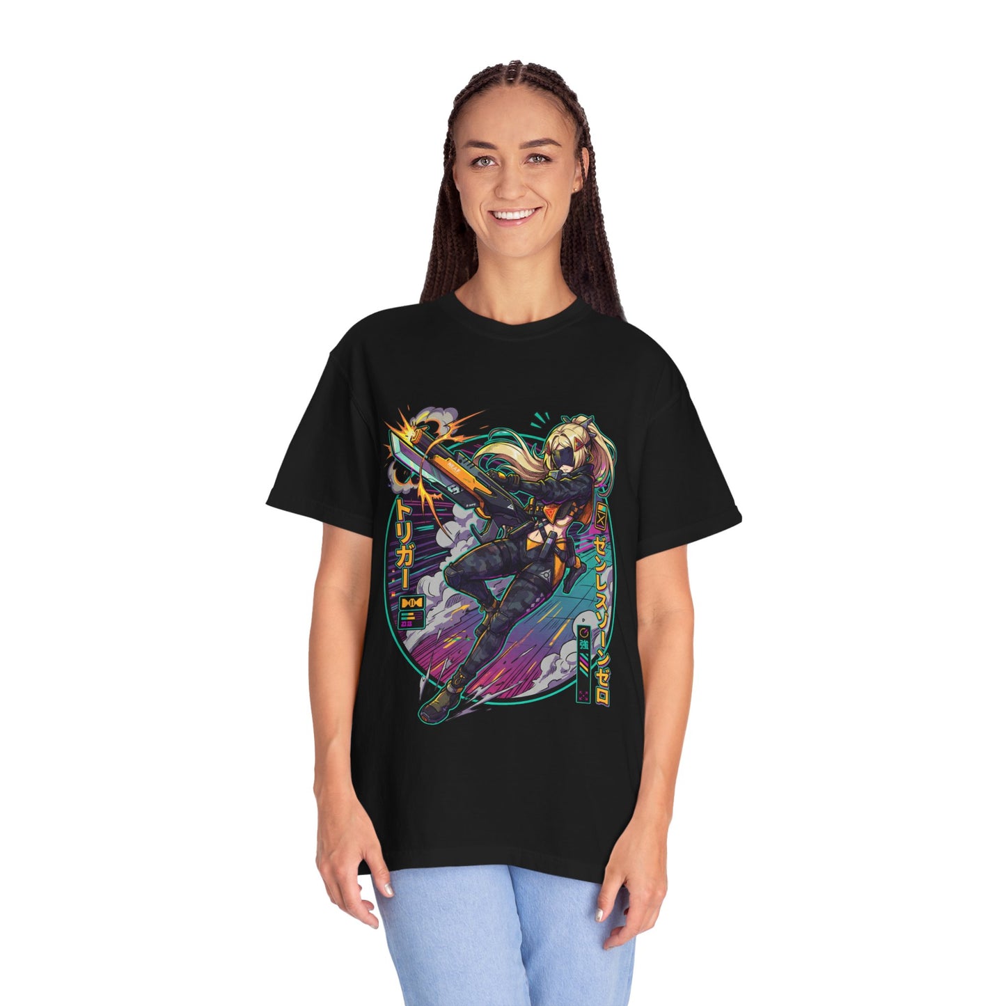 Zenless Zone Zero Trigger Synth Retrowave Blonde Sniper Premium T-Shirt