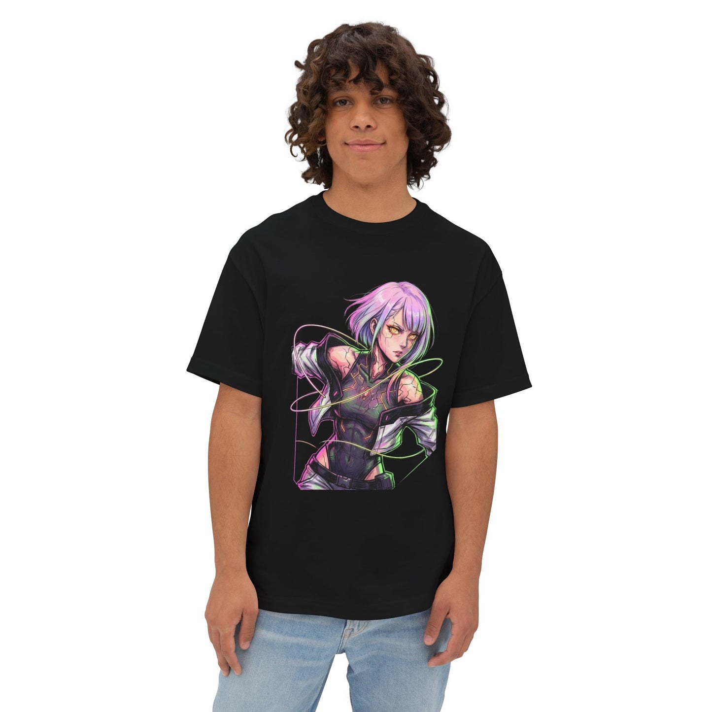 Lucy Cyberpunk Edgerunners Cool Aloof Netrunner Portrait Premium Oversized Unisex T-Shirt