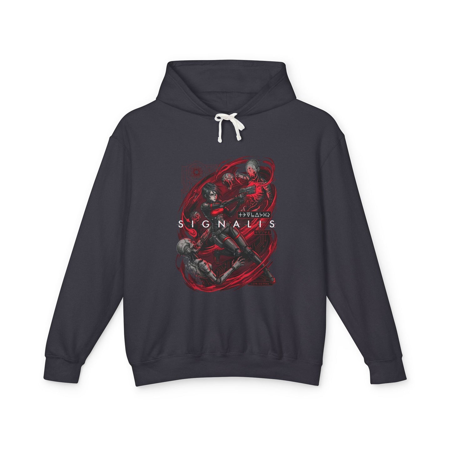 Signalis Elster Black Red Design Pixel Horror Portrait Unisex Premium Hoodie
