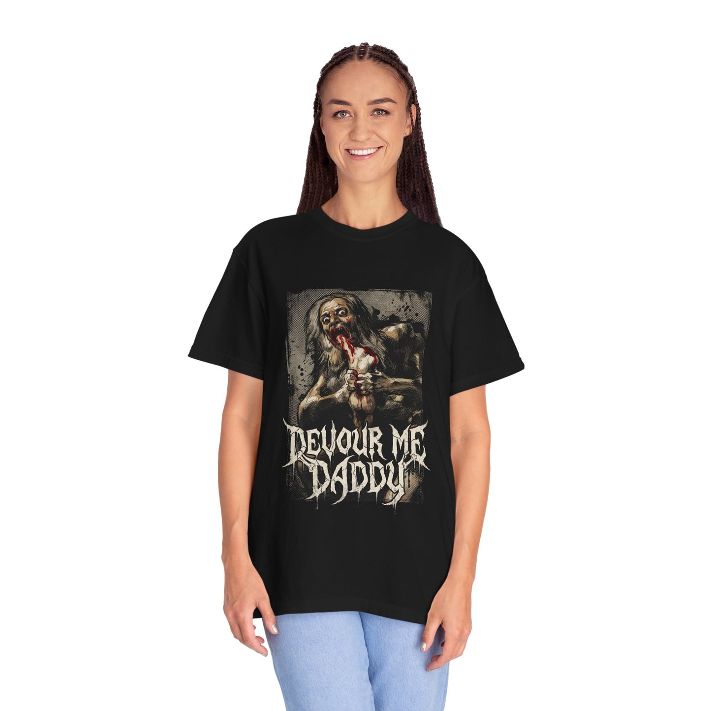 Saturn Devouring His Son Meme – Relatable Family Dinner Cursed Humor Devour me Daddy Premium T-Shirt