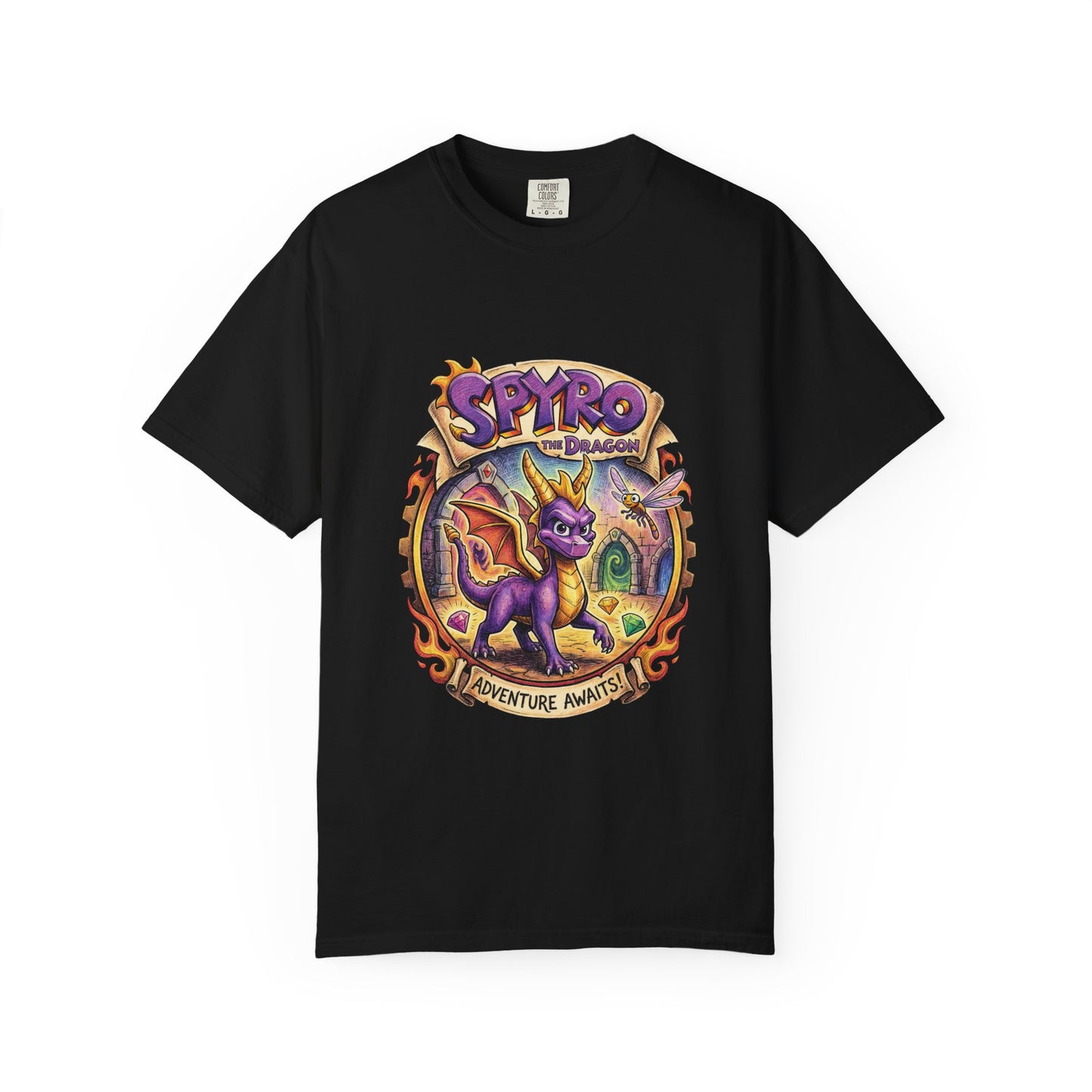 Spyro the Dragon and Hornet from Silksong Mischievous Hero – Wings Glide Fire Attack Pose Premium T-Shirt