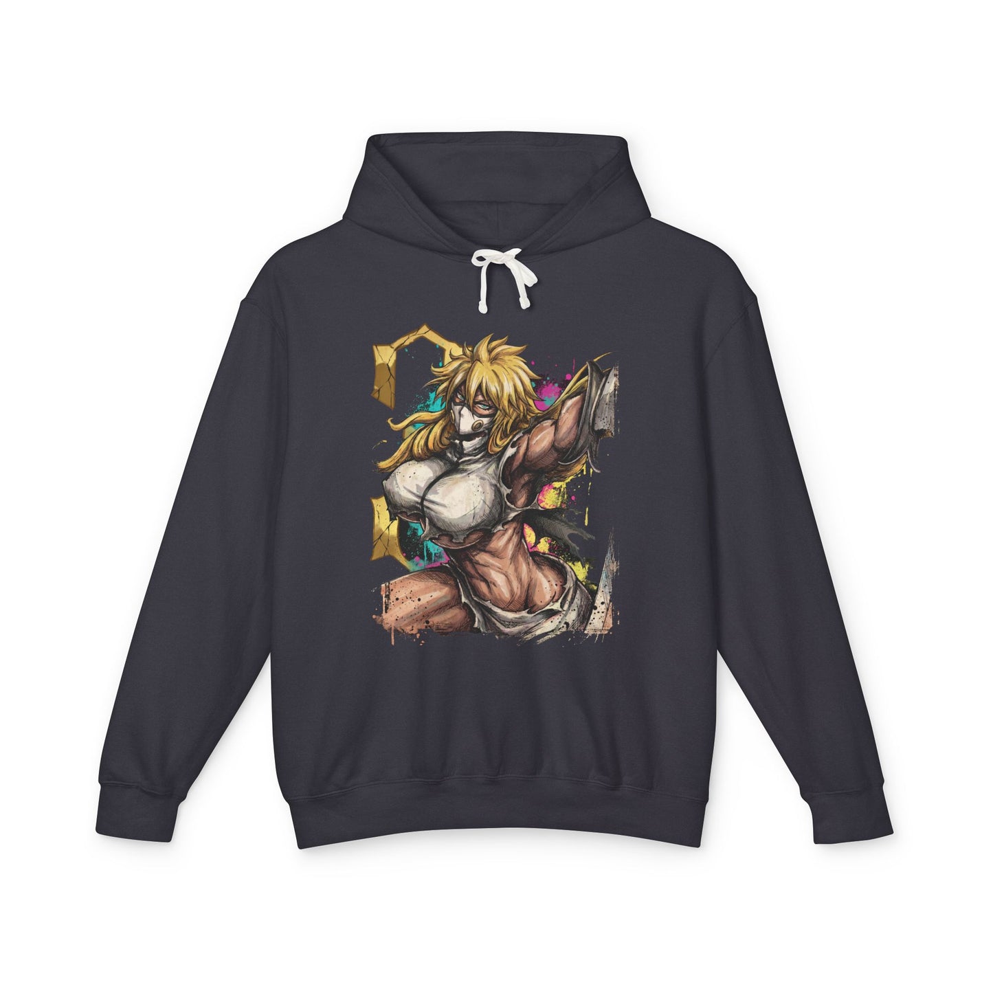Blonde Arrancar Warrior Fan Art – Aqua Eyes Shark Mask Fragments Design Unisex Premium Hoodie