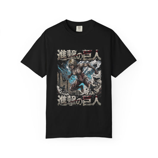 Female Titan Blonde Mane Muscular Titan Design Premium T-Shirt