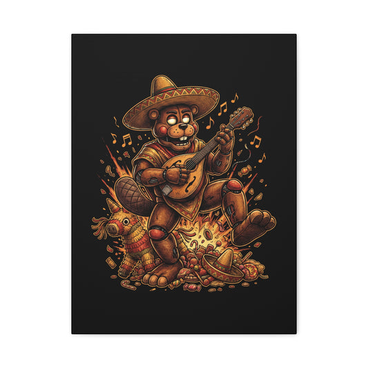 FNAF El Chip Beaver Sombrero Mandolin Fiesta Fan Art Canvas Print