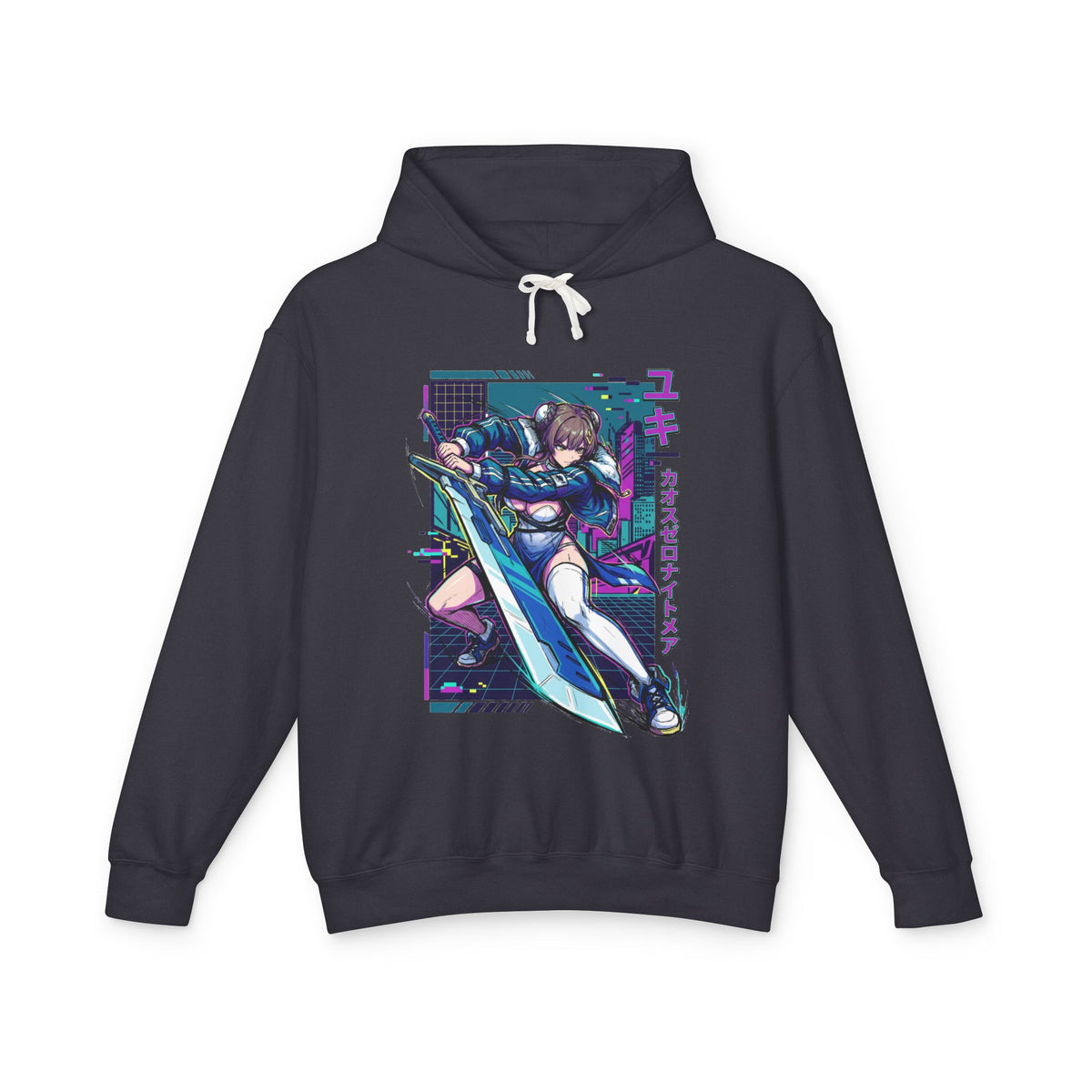 Chaos Zero Nightmare Yuki Teal Grid City Blade Fan Art Hoodie