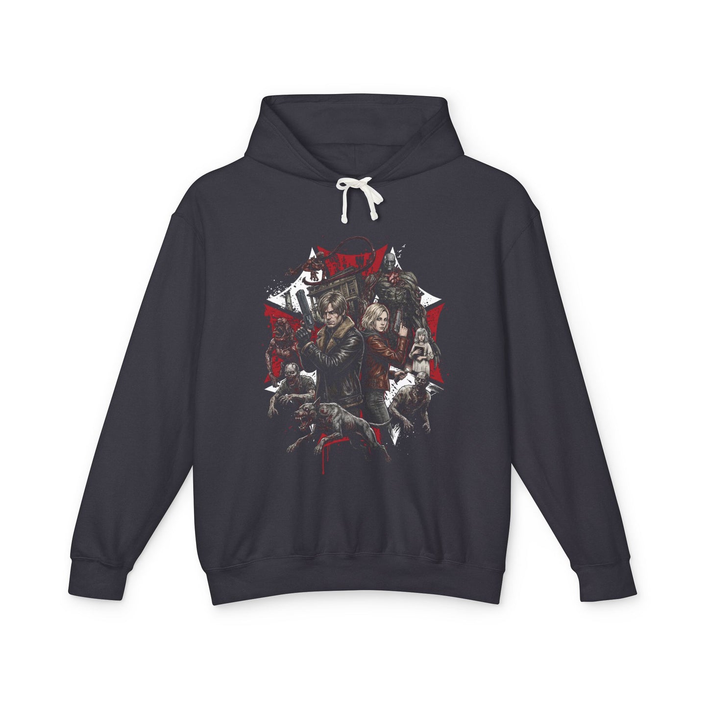 Grace Ashcroft Leon S Kennedy Resident Evil Requiem Zombie Horde Grunge Unisex Premium Hoodie