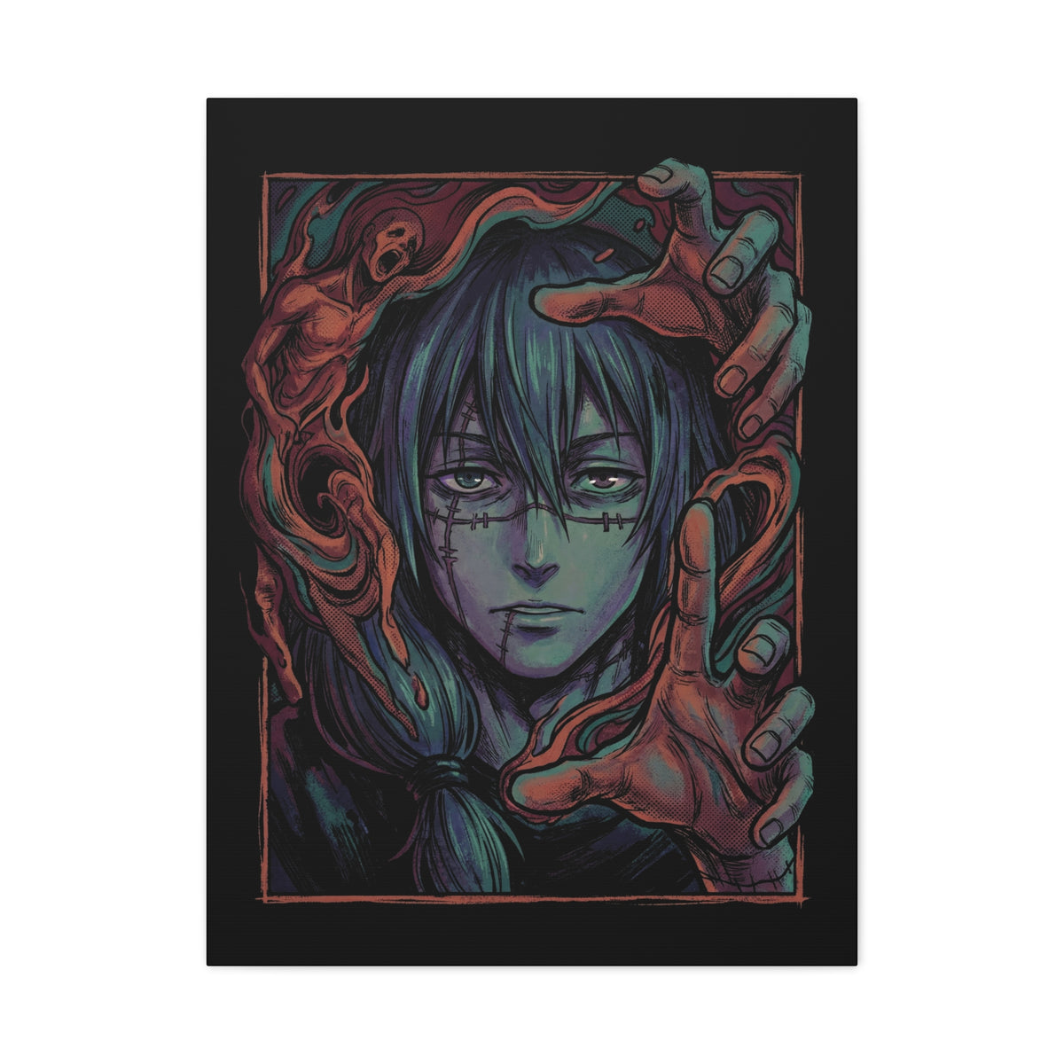 Jujutsu Kaisen Mahito Patchwork Face Canvas Print