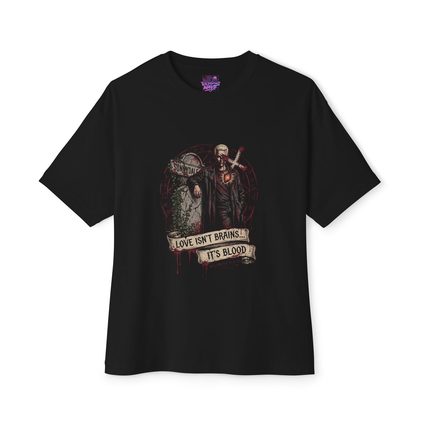 Buffy and Spike Enemies to Lovers – Iconic TV Romance Premium Oversized Unisex T-Shirt