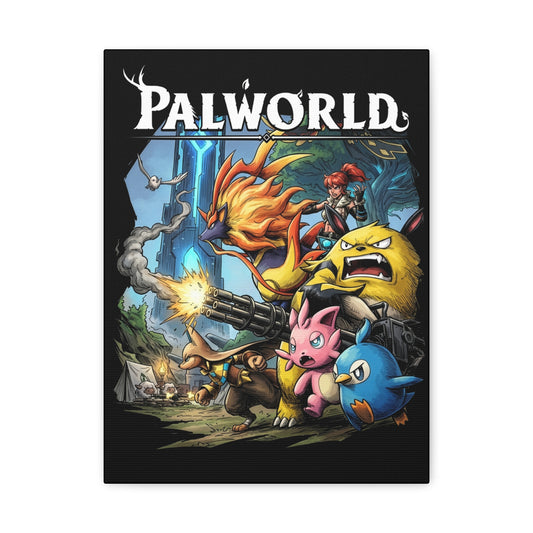 Palworld Grizzbolt Minigun Pal Squad Charge Fan Art Canvas Print