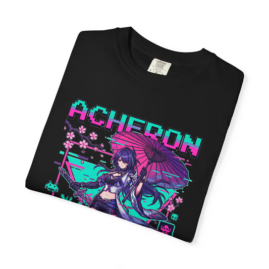 Acheron Honkai Star Rail Retro Arcade T-Shirt | Galaxy Ranger Nihility Emanator Crimson Blade