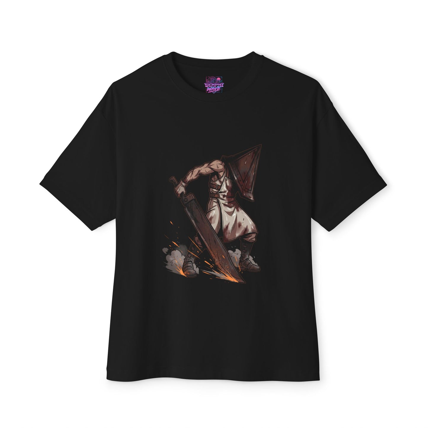 Pyramid Head Silent Hill Fan Art – Red Helmet Great Knife Horror Design Premium Oversized Unisex T-Shirt