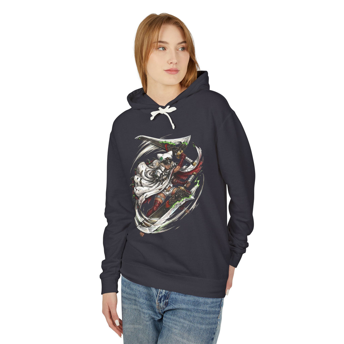 Guilty Gear Ramlethal Greatsword Green Energy Fan Art Hoodie