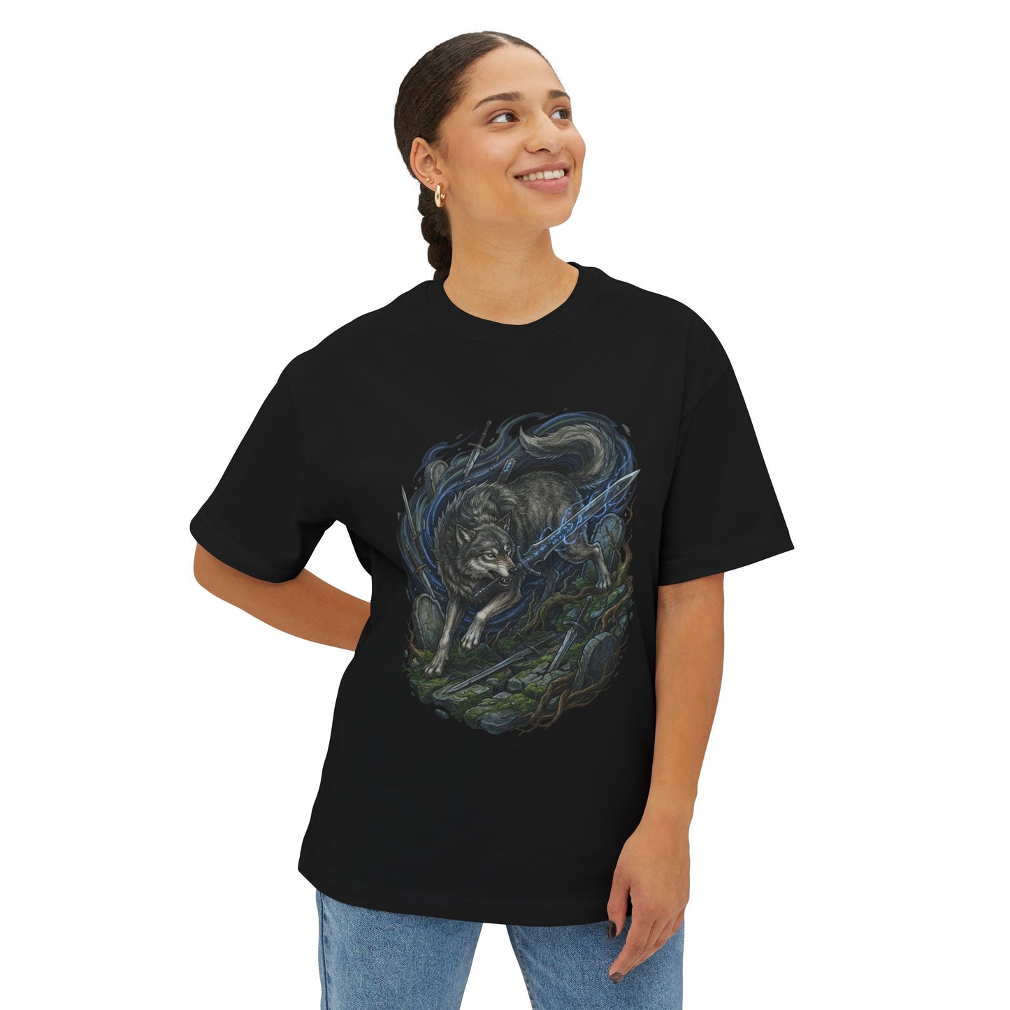 Great Grey Wolf Sif Honorable Wolf Design Premium Oversized Unisex T-Shirt