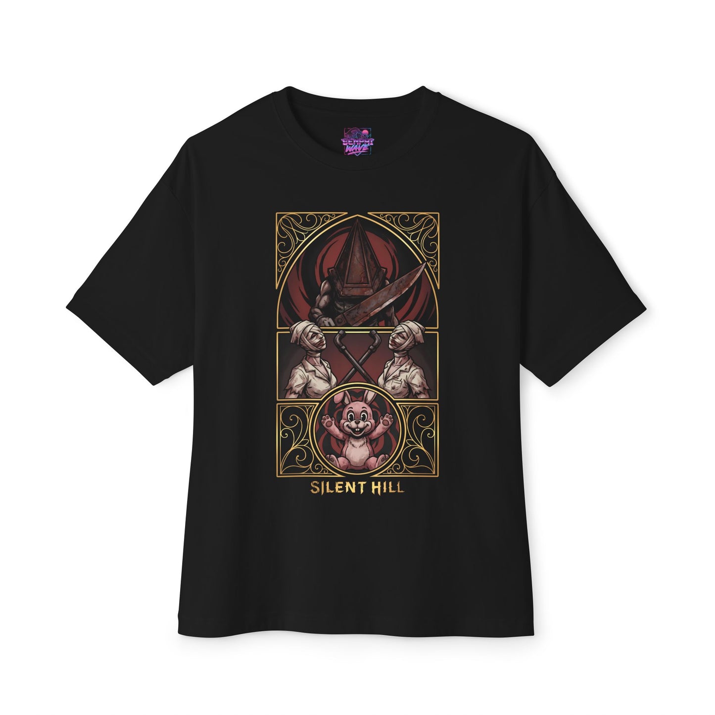 Pyramid Head Silent Hill Fan Art – Red Helmet Great Knife Horror Design Premium Oversized Unisex T-Shirt
