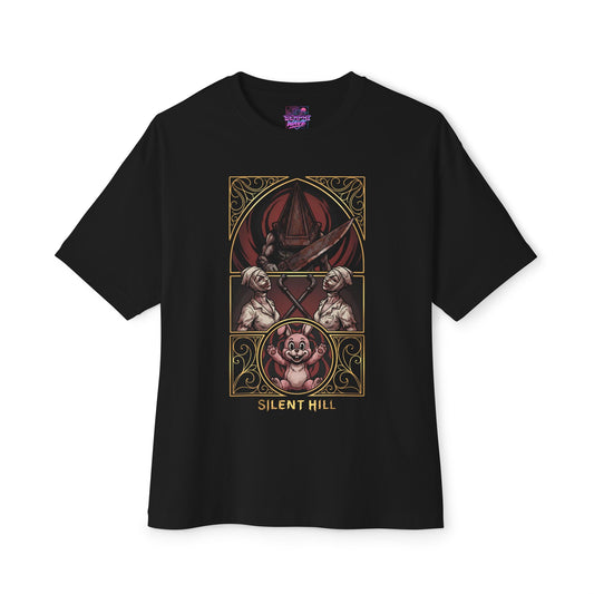 Pyramid Head Silent Hill Fan Art – Red Helmet Great Knife Horror Design Premium Oversized Unisex T-Shirt