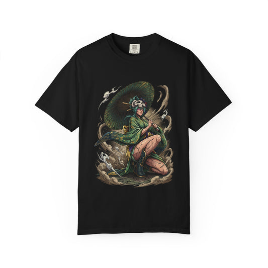 Scarred Green Hair Queen Inspired – Hazel Eyes Horn Fragments Battle Ready Premium T-Shirt