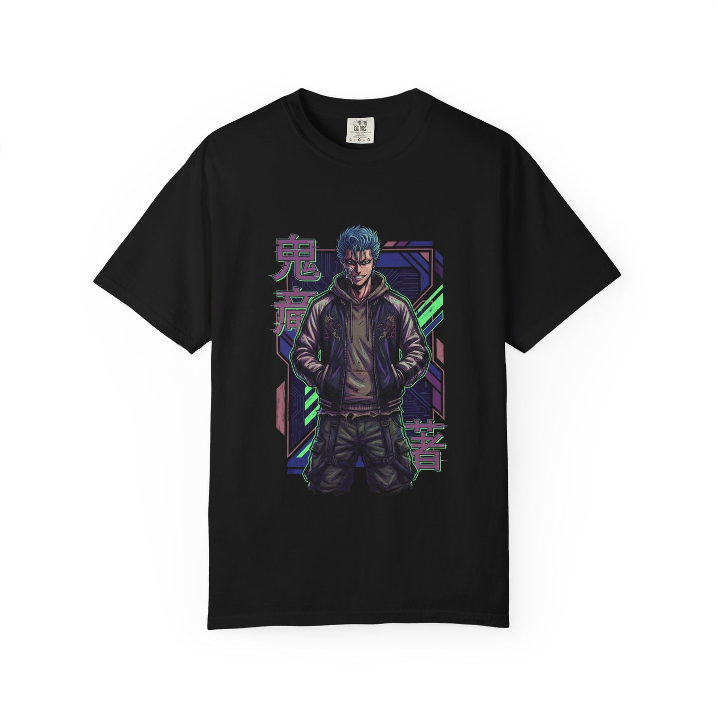 Grimmjow Bleach Unzipped Black Shirt Street Style Vaporwave Portrait Premium T-Shirt