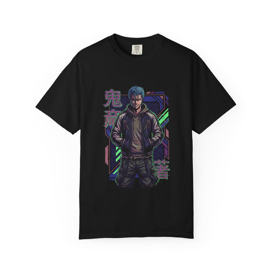 Grimmjow Bleach Unzipped Black Shirt Street Style Vaporwave Portrait Premium T-Shirt