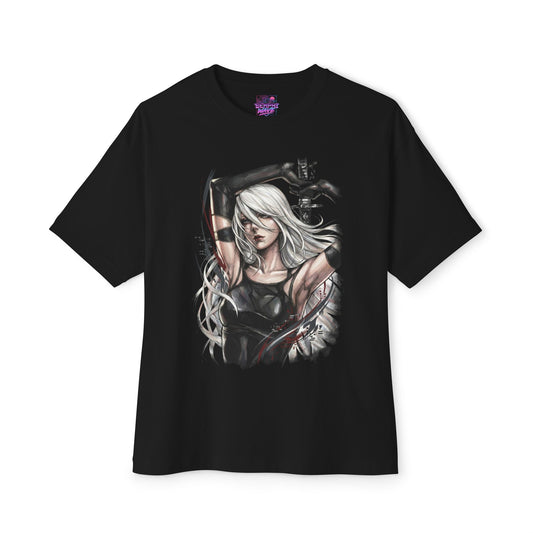 NieR Automata A2 Design Tee | Battle-Damaged Rogue Android Gaming Gift Premium Oversized Unisex T-Shirt