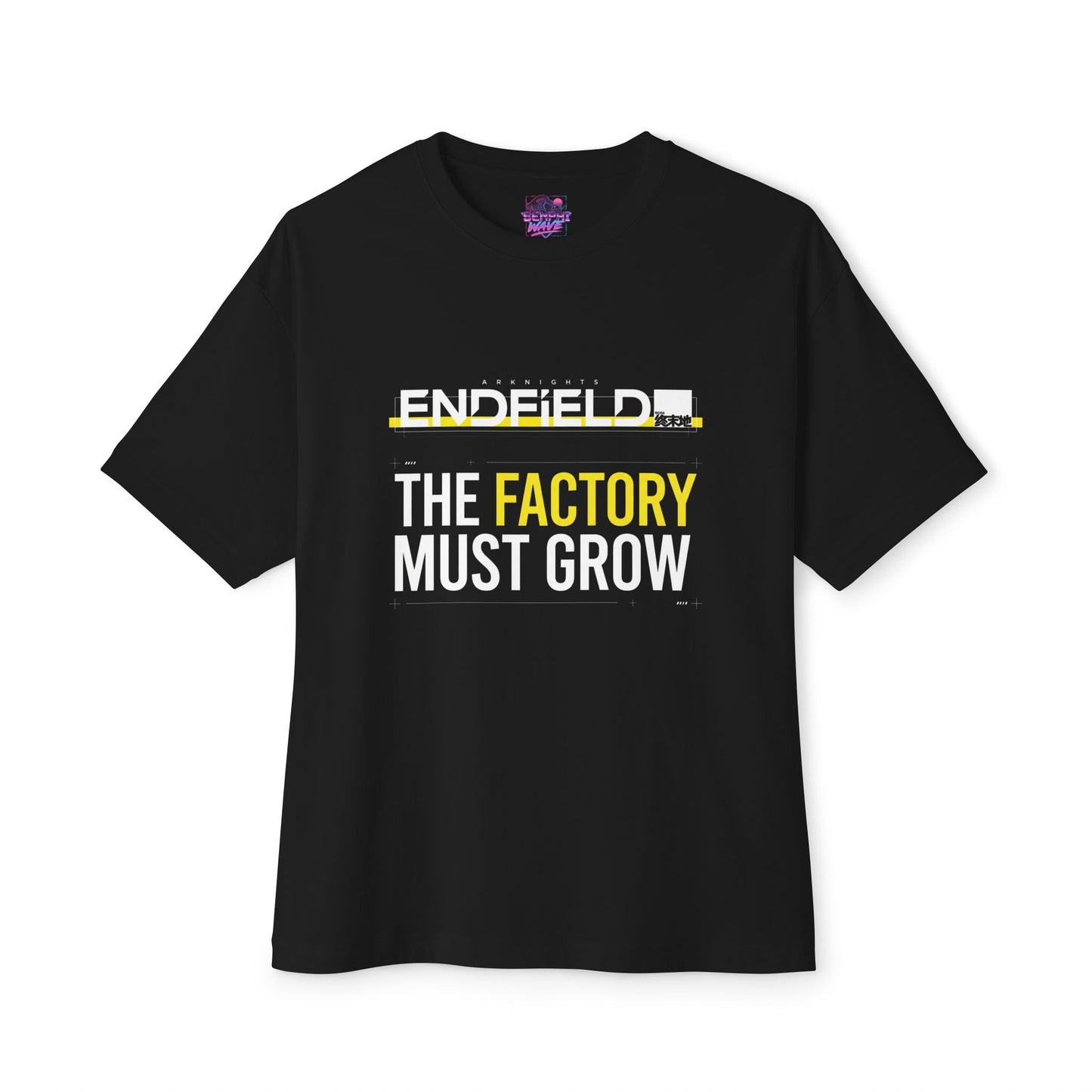 Arknights Endfield Factory Must Grow Meme Retro Factory Automation Pixel Resource Run Premium Oversized Unisex T-Shirt