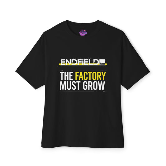 Arknights Endfield Factory Must Grow Meme Retro Factory Automation Pixel Resource Run Premium Oversized Unisex T-Shirt