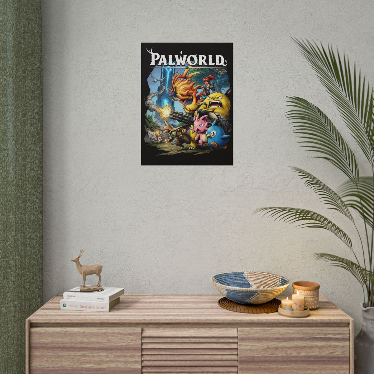 Palworld Grizzbolt Minigun Pal Squad Charge Fan Art Poster