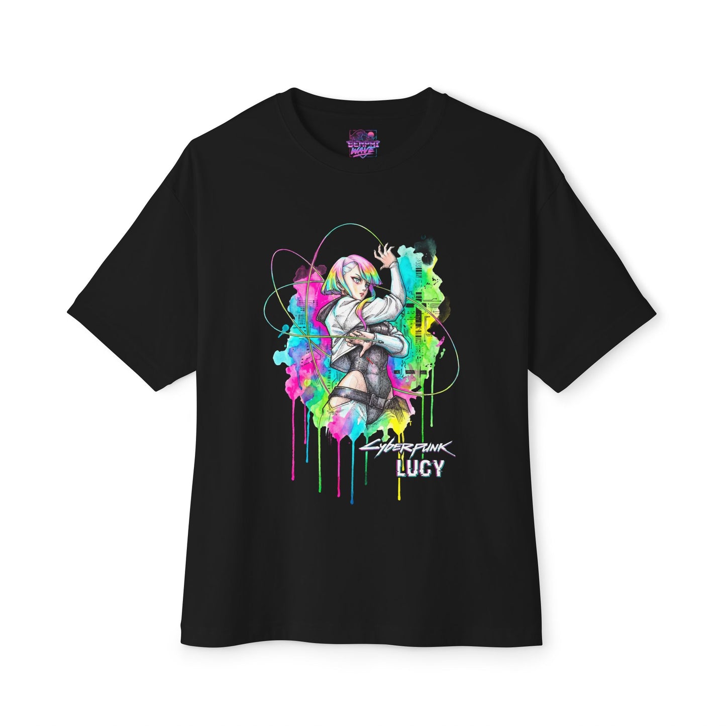 Cyberpunk Edgerunners Lucy Short White Hair Glowing Eyes Icon Premium Oversized Unisex T-Shirt