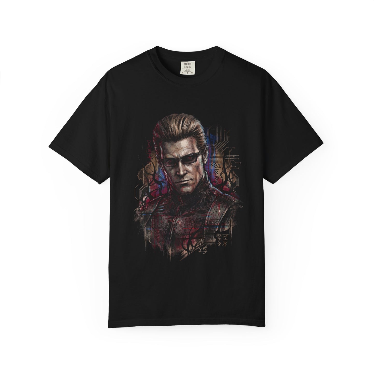 RE Wesker Black Trenchcoat Red Glow Eyes Horror Portrait Premium T-Shirt