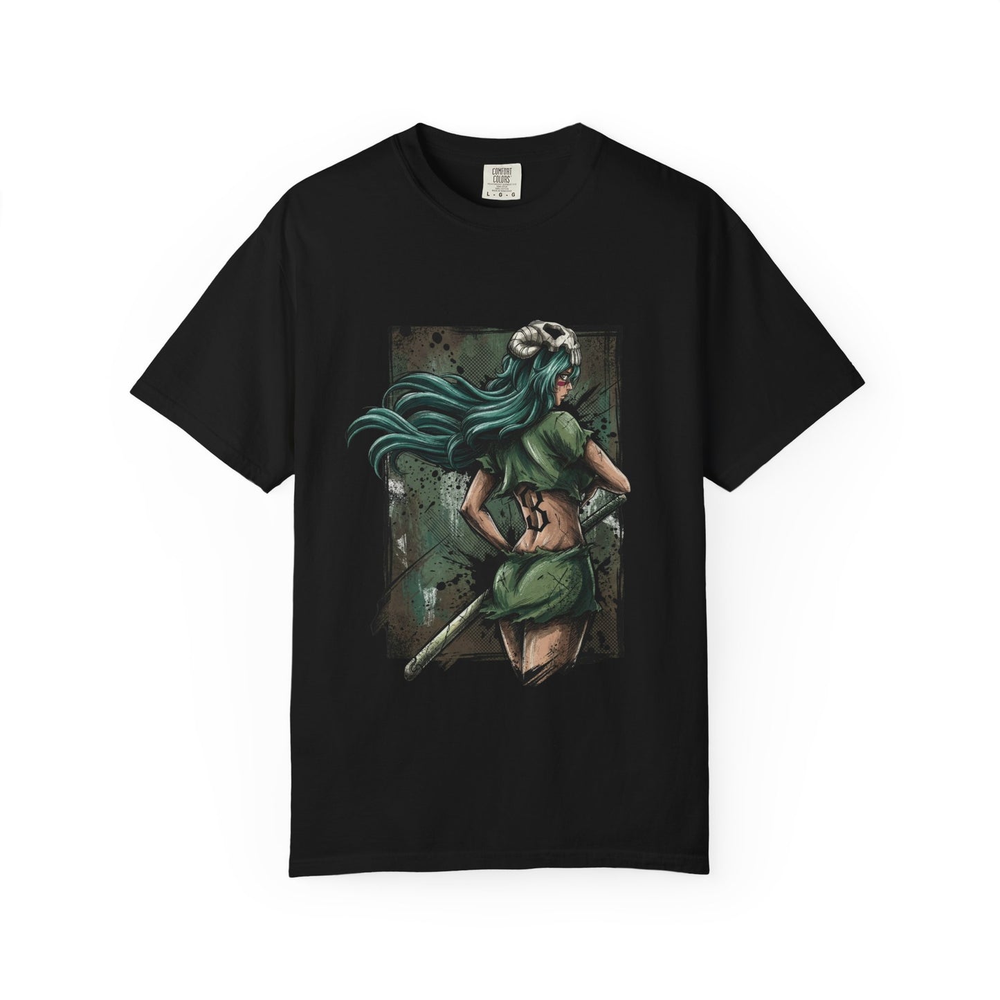 Hazel Eyed Espada Fighter Art – Curved Horn Mask Adult Transformation Style Premium T-Shirt